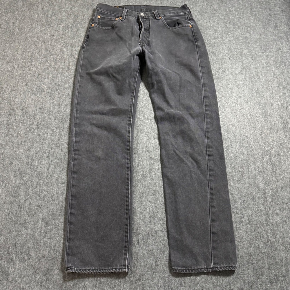 Levis 501 Original Fit Mens Faded Black Straight Leg Denim Jeans 29x30 (27x28.5)